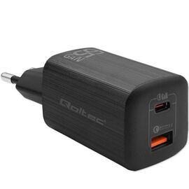 Qoltec 50766 mobile device charger Laptop, Portable gaming console, Power bank, Smartphone, Smartwatch, Tablet Black AC Fast charging Indoor | Techbox