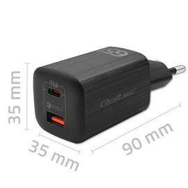 Qoltec 50766 mobile device charger Laptop, Portable gaming console, Power bank, Smartphone, Smartwatch, Tablet Black AC Fast charging Indoor | Techbox