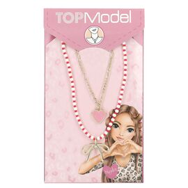 TOPModel - Double Layer Necklace LEOHEART - Gold, Pink, White, Red - 46.5 cm + 5 cm / Toys
