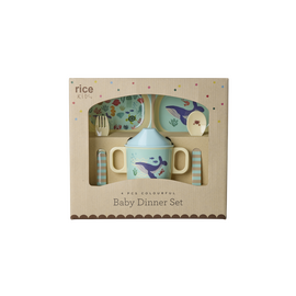 Rice - Melamine Baby Dinner Set - Blue Ocean Print - 4 pcs / Baby and Children