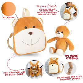 Benji Bear reversible backpack with plush toy 25cm |  Techbox