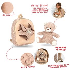 Milly Bear backpack with plush toy 26cm |  Techbox