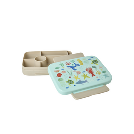 Rice - Plastic Lunchbox with 6 Rooms - Blue Ocean Print - Blue / Toys