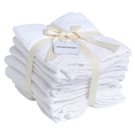 Mininor Global - Organic Muslin Cloth, 8pcs White (10260) / Baby and Children
