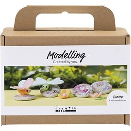 Creative - Mini Craft Kit Modelling, Stone with insect, grey, light pink, light turquoise, 1 pack - () / Toys