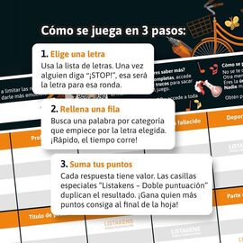 Spanish Listos Listas y Listakens board game