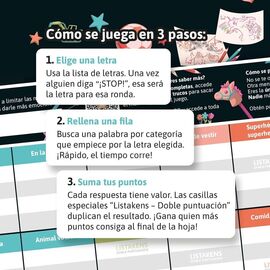 Spanish Listos Listas y Listakens Junior board game