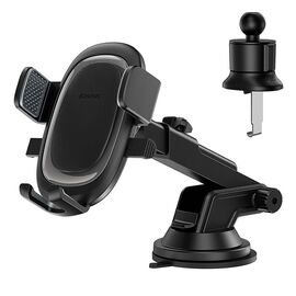 Baseus UltraControl Pro Clamp-on Car Holder with Suction Cup/Hook for Air Vent - Black - Smartphone Holders - Smartphones - Techbox