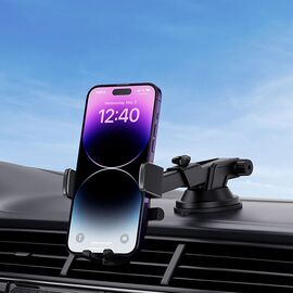 Baseus UltraControl Pro Clamp-on Car Holder with Suction Cup/Hook for Air Vent - Black - Smartphone Holders - Smartphones - Techbox