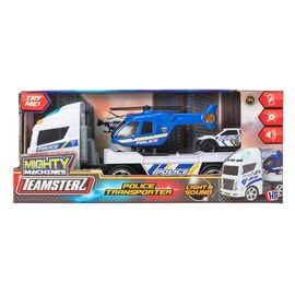 Teamsterz - Mighty Machines Small Light and Sound Police Heli Transporter / Toys