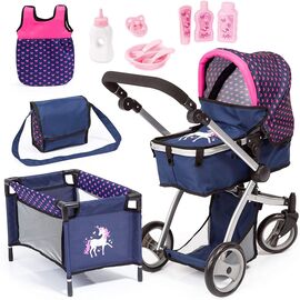 Bayer - Dolls Pram Mega Set - Navy (18354AC) / Toys