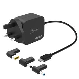 J5create - 67W GaN PD USB-C Mini Charger With 3 Types Of DC Connector - EU / Electronics