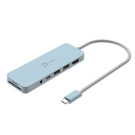 J5create - Eco-Friendly USB-C Multi-Port Hub With Power Delivery - Cyan / Computers