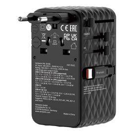 Verbatim - Charge 'n' Travel 70W 2C retractable Universal Travel Adapter Black / Electronics