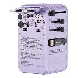 Verbatim - Charge 'n' Travel 70W 2C retractable Universal Travel Adapter Purple / Electronics