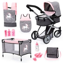 Bayer - Dolls Pram Playset - Rosa / Grey (18333AC) / Toys