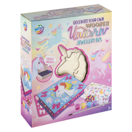 Moxy - DYO Wooden Unicorn Jewellery Box +6 paint/stickers (200050) / Toys
