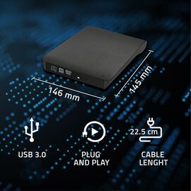 Qoltec 51865 External USB 3.0 9.5mm SATA Optical Drive Case, built-in cable - Black | Techbox