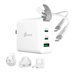 J5create - 65W GaN USB-C 3-Port Travel Charger w/ Interchangeable Plugs / Electronics