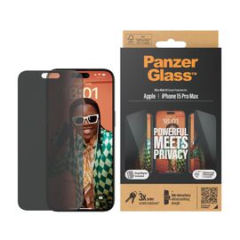 PanzerGlass - Privacy Screen Protector iPhone 15 Pro Max - Ultra-Wide Fit w. EasyAligner / Electronics