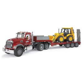 Bruder - Brother MACK granite truck with low-loader and JCB 4CX backhoe loader (02813) / Toys