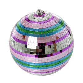 Rice - Disco Ball with Funky Stripes - Pink, Silver, Green, and Blue - Large / Toys