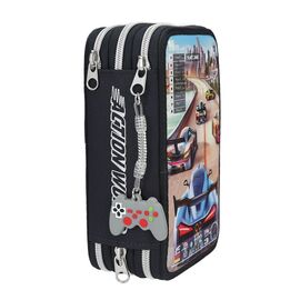 Dino World - Action World Triple Pencil Case Gaming - Dark Blue / Toys - Merchandise Office Supplies - Various - Techbox