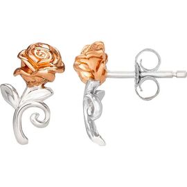 Disney Beauty and the Beast Rose sterling silver earrings