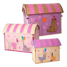 Rice - Large Set of 3 Toy Baskets - Pink Party / Baby and Children