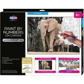 Zieler - Acrylic A3 - Paint By Numbers - Elephants (609299440) / Toys