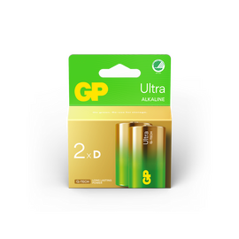 GP - Ultra Alkaline Battery, Size D, 13AU/LR20, 1.5V (2-pack) / Electronics