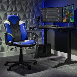 X-Rocker - Saturn Mid-Back Wheeled Esport Gaming Chair for Juniors and Teens - Black/Blue / Computers - Gaming Furniture - Gaming - Techbox