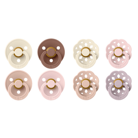 BIBS - Pacifier Colour 4 PACK - Ivory/Blush/Woodchuck/Blossom + 4 PACK - Dusky Lilac Mix - Size 2 / Baby and Children