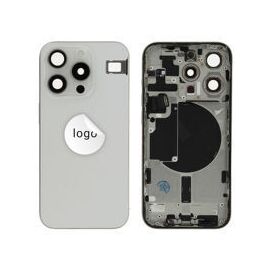 For iPhone/iPad (AP15P24WP) Rear Cover - White Titanium (Pulled incl middle frame), for model iPhone 15 Pro (with buttons and without smallparts) - Smartphone Covers & Frames - Smartphone - Techbox