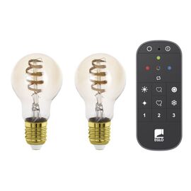 EGLO CONNECT-Z E27 LED A60 Amber – 2-Pack Smart Spiral Bulbs with Remote, Zigbee, Matter & Thread / Electronics