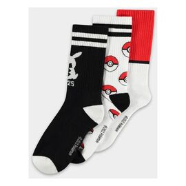 Pokemon Socks 3-Pack Pikachu Pokeball 39-42 |  Techbox