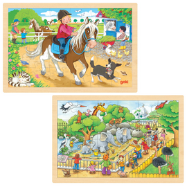 GOKI - Pony farm &  Visit at the zoo, Puzzle - 2 x 24 pieces (1240272/1240280) / Toys