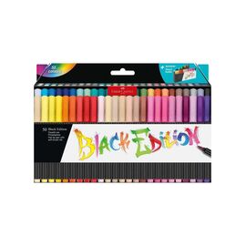 Faber-Castell – Black Edition Brush Tip Marker – 50 Asst. (116454) / Toys