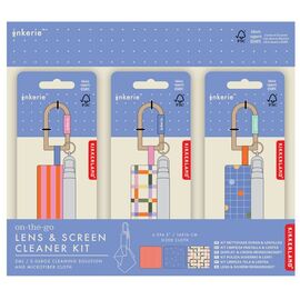 Kikkerland - Inkerie On-the-Go Lens & Screen Cleaning Kit - 2.75 x 0.5 inches (closed), microfiber cloth expands to 6.25 x 6.25 inches / Electronics