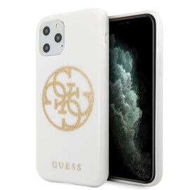 Guess GUHCN65TPUWHGLG iPhone 11 Pro Max white/white hard case Glitter 4G Circle Logo | Techbox