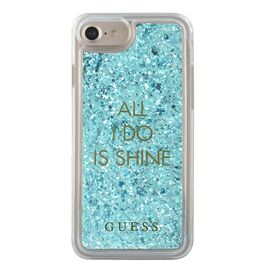Guess GUHCP7GLUQBL iPhone 6/7/8 /SE 2020 / SE 2022 blue/blue hard case Liquid Glitter Party | Techbox