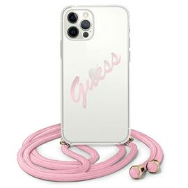 Guess GUHCP12MCRTVSPI iPhone 12/12 Pro 6,1" r&Atilde;&sup3;&Aring;&frac14;owy/pink hardcase Script Vintage - Apple Cases - Cases - Techbox