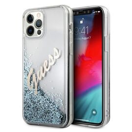 Guess GUHCP12LGLVSBL iPhone 12 Pro Max 6.7" blue/blue hardcase Glitter Vintage Script | Techbox