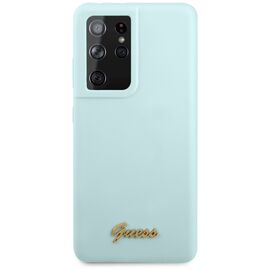 Guess GUHCS21LLSLMGLB S21 Ultra G998 niebieski/blue hardcase Silicone Script Metal Logo - Samsung Cases - Cases - Techbox