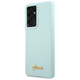 Guess GUHCS21LLSLMGLB S21 Ultra G998 niebieski/blue hardcase Silicone Script Metal Logo - Samsung Cases - Cases - Techbox
