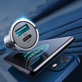 Joyroom fast car charger USB Type C / USB 45 W 5 A Power Delivery Quick Charge 3.0 AFC SCP gray (C-A35) | Techbox