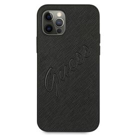 Guess GUHCP12LRSAVSBK iPhone 12 Pro Max 6.7 black / black hardcase Saffiano Vintage Script | Techbox