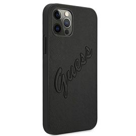 Guess GUHCP12LRSAVSBK iPhone 12 Pro Max 6.7 black / black hardcase Saffiano Vintage Script | Techbox