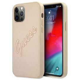 Guess GUHCP12LRSAVSLG iPhone 12 Pro Max 6.7" gold/gold hardcase Saffiano Vintage Script | Techbox
