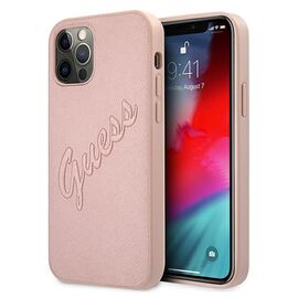 Guess GUHCP12LRSAVSRG iPhone 12 Pro Max 6,7" r&Atilde;&sup3;&Aring;&frac14;owy/pink hardcase Saffiano Vintage Script - Apple Cases - Cases - Techbox